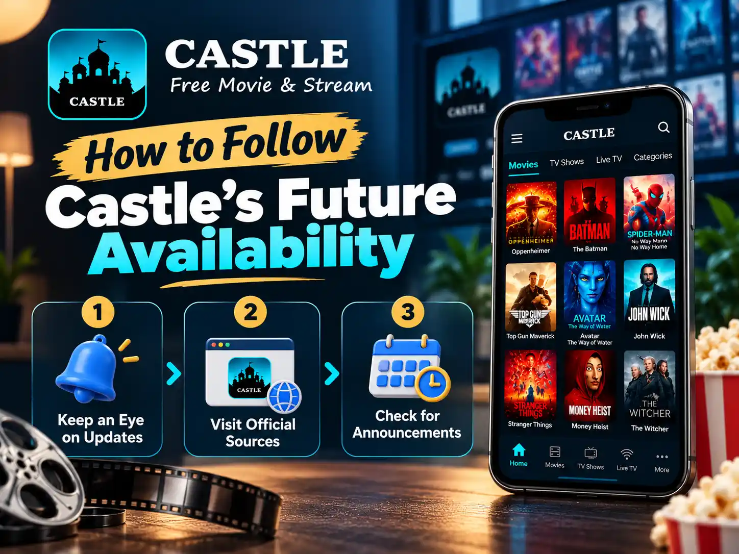 Castle app showing steps to track future availability