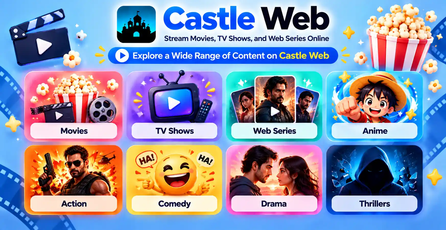 Castle Web featuring content icons for online streaming